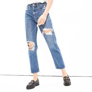 American Eagle 0 X-Short Mom Straight Women’s Jeans Distressed Stretch 2021